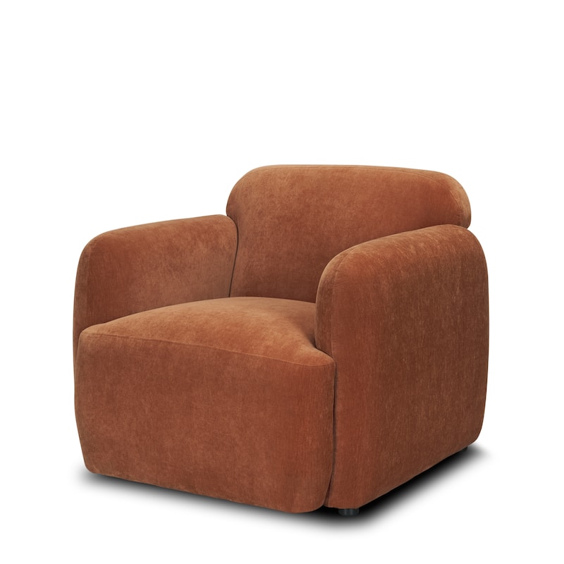 Saga Stonewashed Rust Chenille Fabric Upholstered Chair - 38.5L x 37.5W x 33.0H - Orange