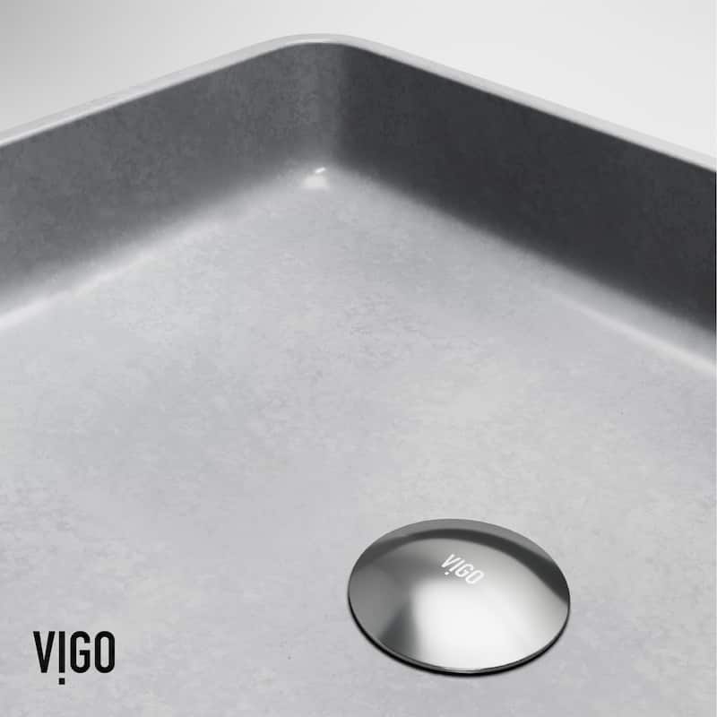 VIGO Tarragona 19"L x 14"W Concrete Vessel Sink and Dunn 11"H Faucet Set