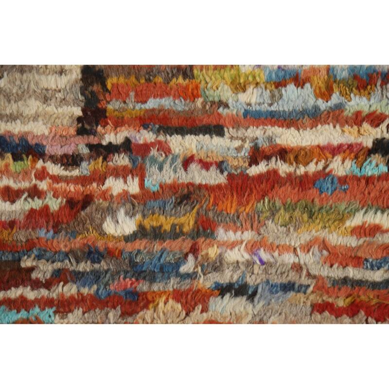 Geometric Moroccan Oriental Rug Hand-Knotted Oriental Wool Carpet - 6'6" x 9'7"