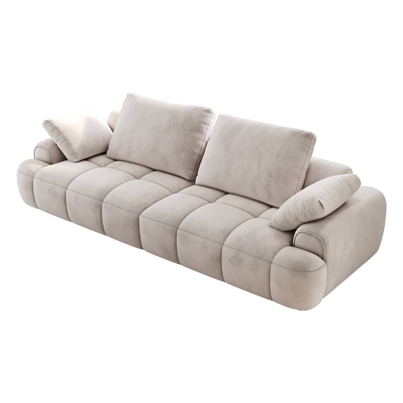 Spacious 3-Seat Modern Sofa with Velvet Upholstery and Easy Assembly
