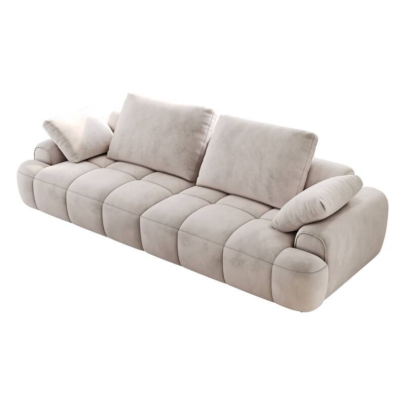 Spacious 3-Seat Suede Couch - Modern Sofa with Eucalyptus Frame, Easy Assembly, Perfect for Living Room