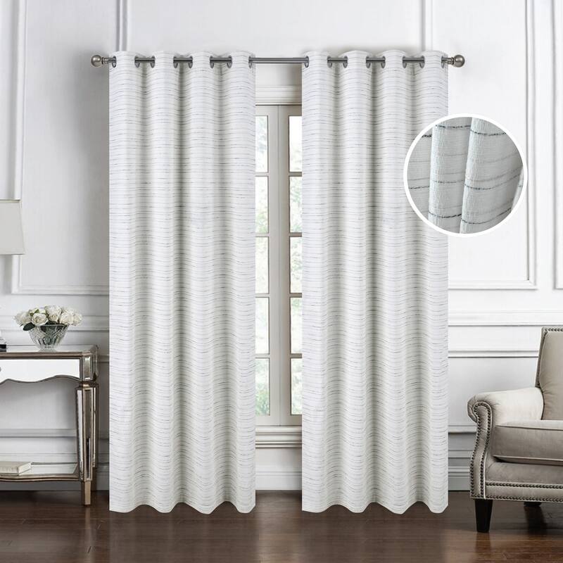 Kensington Striped Texture Window Curtain Panel 84" or 95"