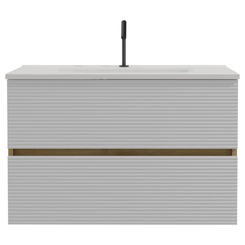 GDFStudio - Gloria Floating Bathroom Vanity with Integrated Ceramic Sink and Soft-Close Storage