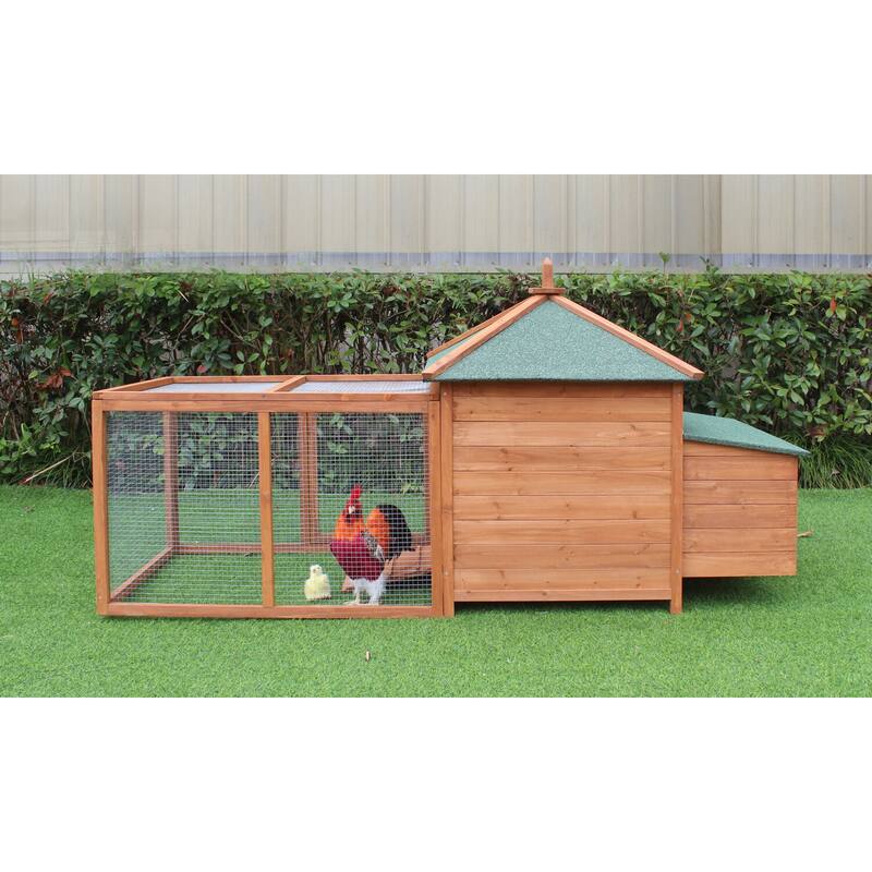 Hanover Outdoor Wooden Chicken Coop 6.4 Ft. x 2.4 Ft. x 3.2 Ft.