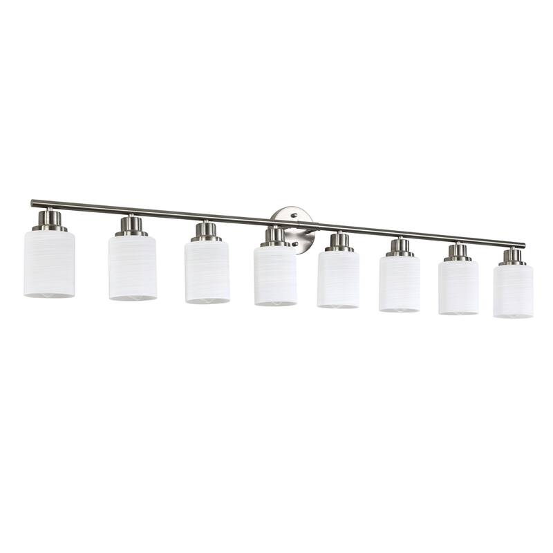 52" Modern 8-Light Vanity Wall Sconce,with Frosted Glass Shades for Bathroom or Hallway Lighting (No Bulbs)