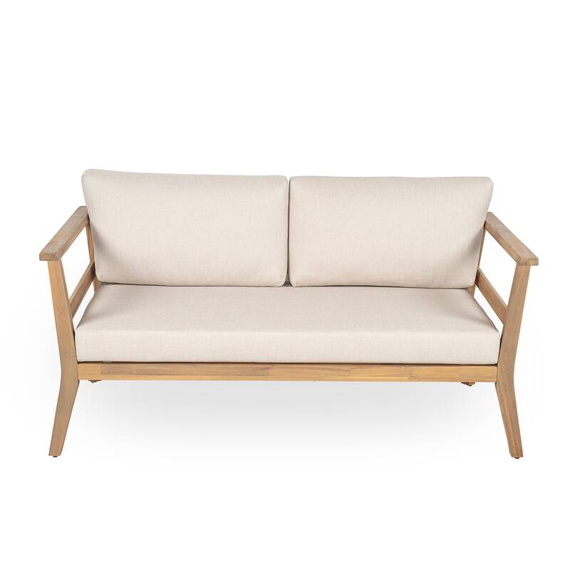 Scott Living - Aisling Outdoor Acacia Wood Loveseat and Coffee Table with Cushions