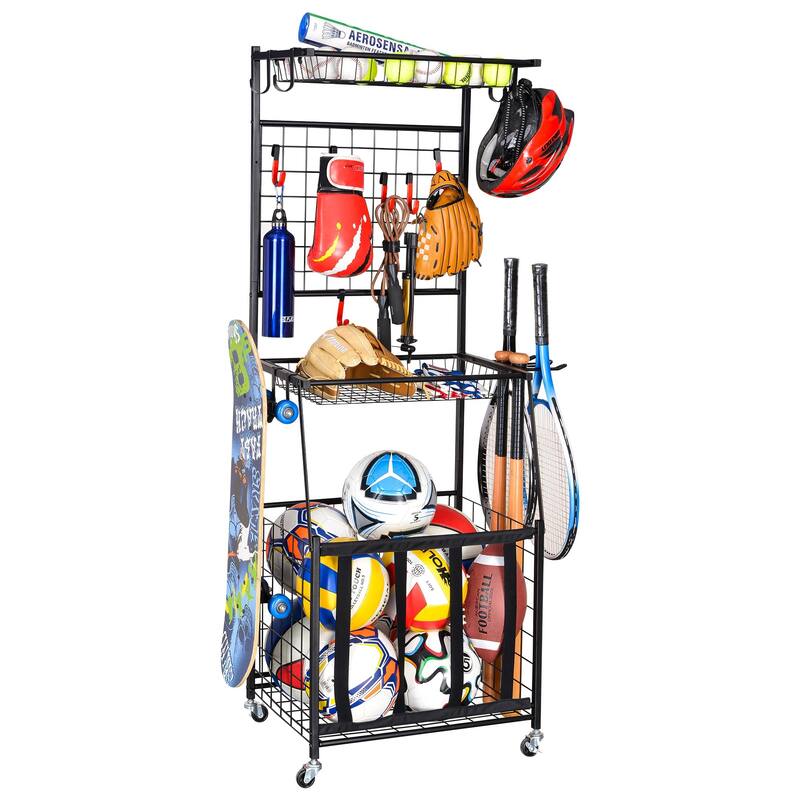 Multi-Functional Garage Storage Rack for Sporting Goods and Toys
