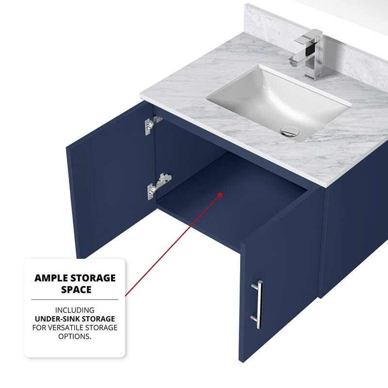 Monte Stainless Steel Bathroom Vanity Set with Marble Top, Chrome Faucet, 30" x 32" Mirror, Scratch & Stain Resistant