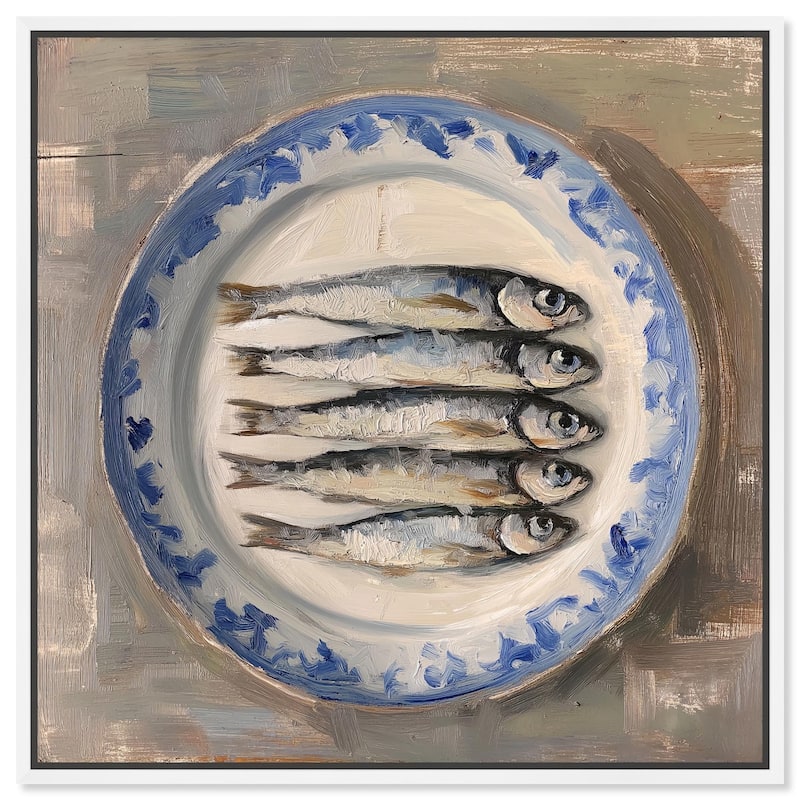 Sardines Still Life Canvas by Art Remedy - White - 12" x 12"