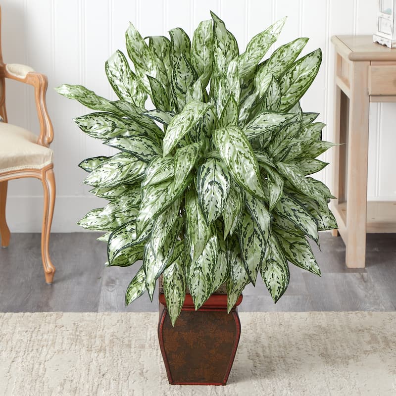 Silk Plant with Planter - Decorative Indoor Faux Plant for Home Office Decor - 3.17ft.