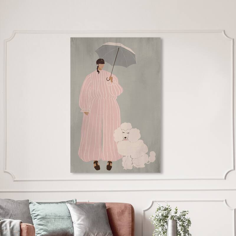 Wynwood Studio Canvas Fashion and Glam Fluff and Stripes Pink and Light Pink Modern & Contemporary Wall Art Canvas Print - 54 x 36