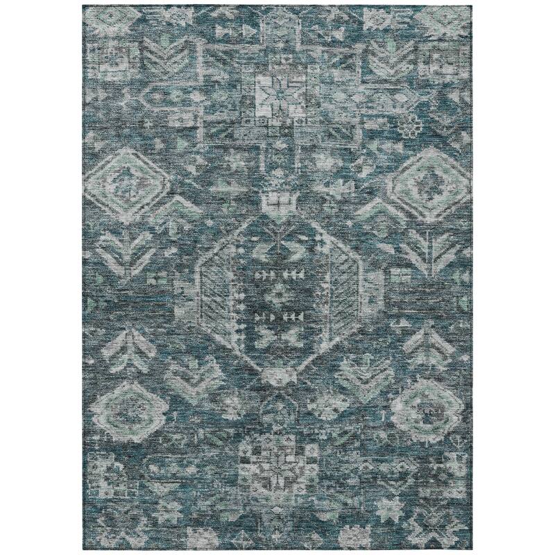 Machine Washable Indoor/ Outdoor Boho Traditional Chantille Rug
