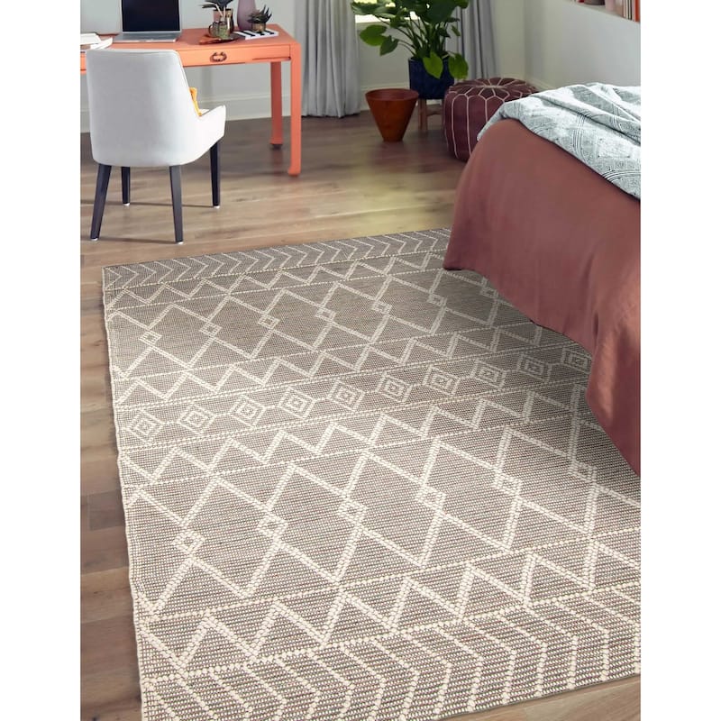 ECARPETGALLERY Braid weave Sienna Cream Wool Rug - 5'11 x 8'11