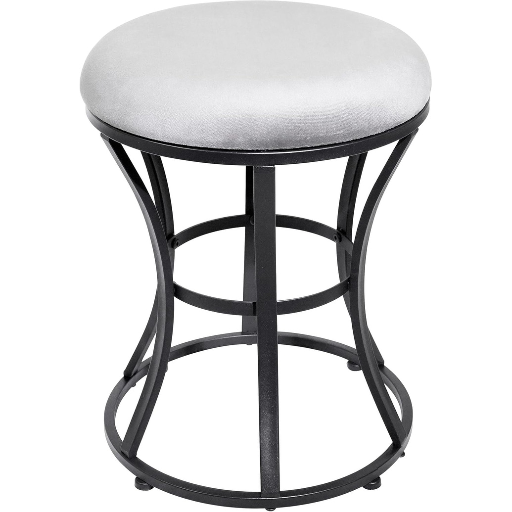 Round Velvet Footrest Stool for Bedroom, Bathroom, Living Room, Entryway