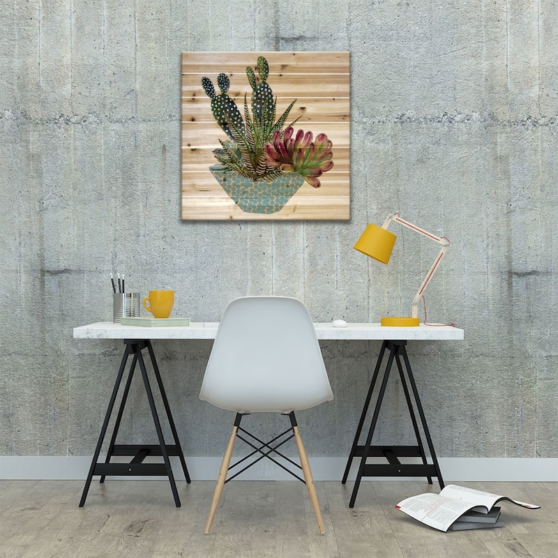 Cactus Arrangement I Print On Wood by Melissa Wang - Multi-Color