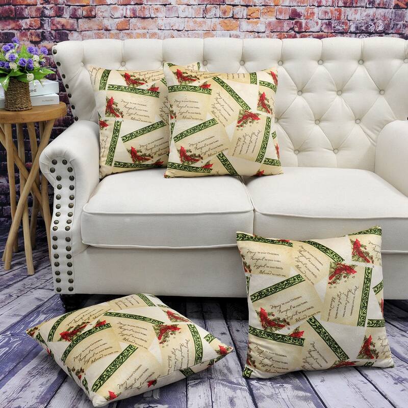 Christmas Holiday Gift Pillow Shells 4 pc Set, NO INSERT