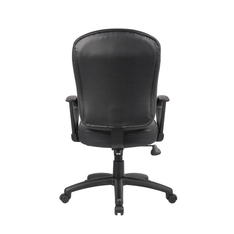 Sera Executive Office Task Chair, Loop Arms, Mid Back Black LeatherPlus