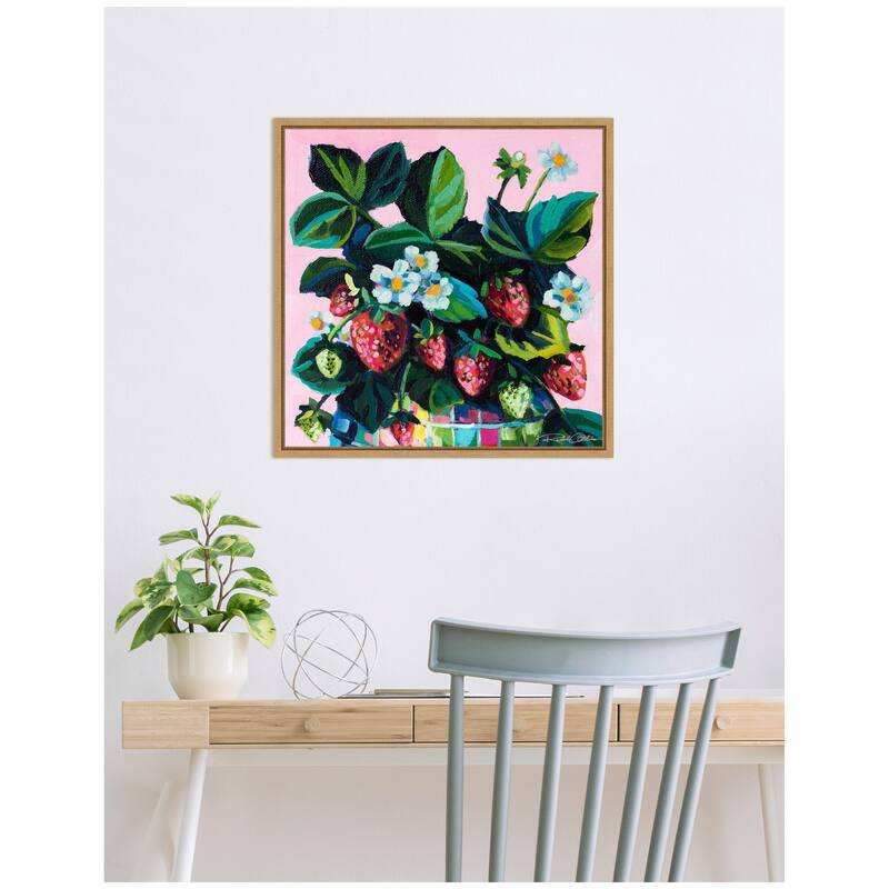 Kate and Laurel Sylvie Disco Berries Framed Canvas by Rachel Christopoulos