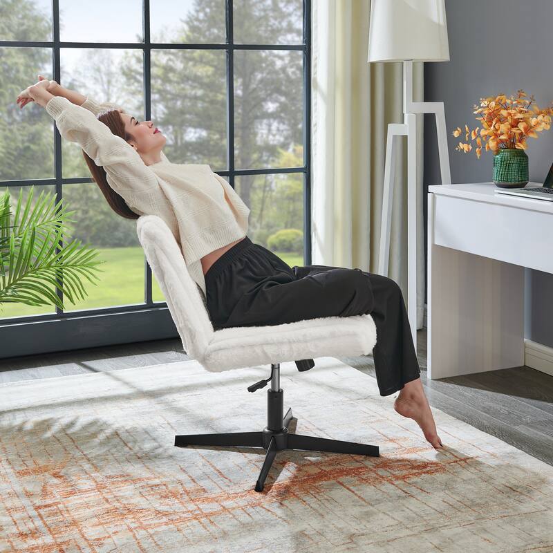 Adjustable Swivel Criss Cross Chair, Wide Seat Office Chair Vanity Chair