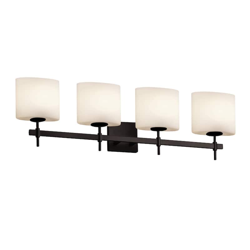 Fusion Union 4-Light Matte Black Bath Bar,Opal Oval Shade
