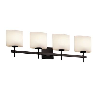 Fusion Union 4-Light Matte Black Bath Bar,Opal Oval Shade