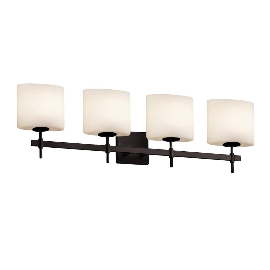 Fusion Union 4-Light Matte Black Bath Bar,Opal Oval Shade