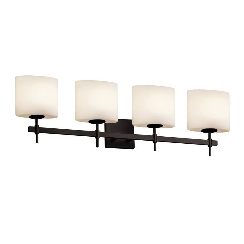 Fusion Union 4-Light Matte Black Bath Bar,Opal Oval Shade - Matte Black