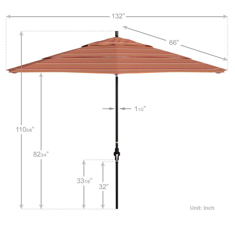 California Umbrella 11' Rd Golden State Series Patio Umbrella Bronze Aluminum Frame Crank Lift Collar Tilt Sunbrella