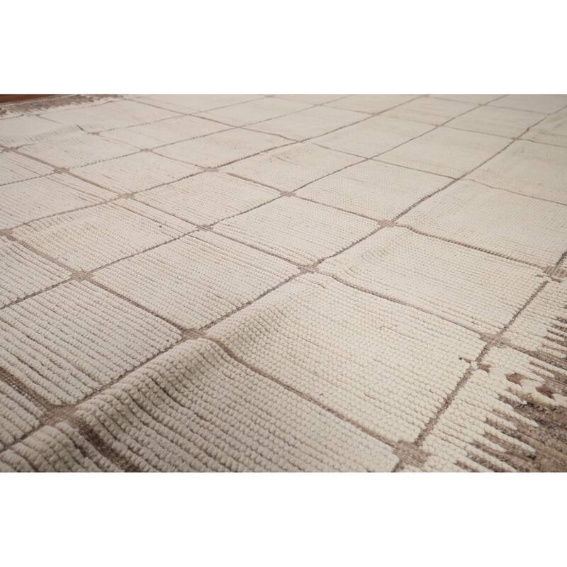 Earth Tone Moroccan Area Rug Hand-Knotted Wool Carpet - 7'10" x 12'0"