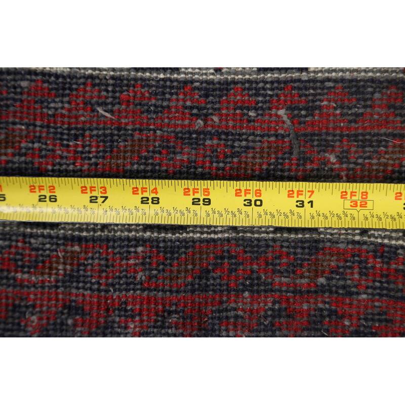 Geometric Balouch Persian Staircase Runner Rug Handmade Wool Carpet - 3'3" x 6'7"