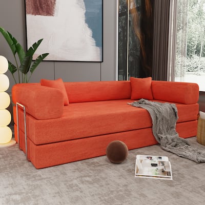 Double sofa, sofa bed, multifunctional compression sofa, wide body sofa, pure sponge sofa, fine striped velvet fabric sofa