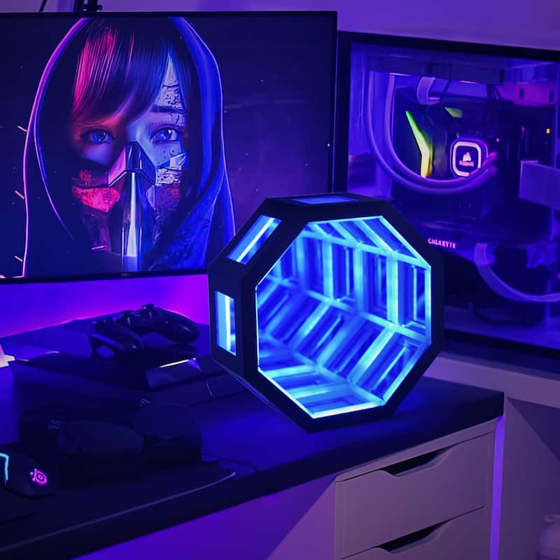 3D Mirror Infinity Tunnel Table Lamp