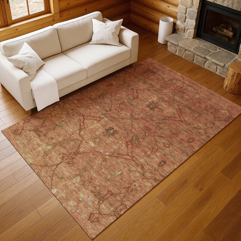 Machine Washable Indoor/ Outdoor Boho Global Chantille Rug