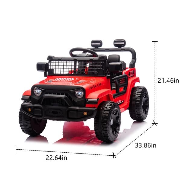 dimension image slide 2 of 4, 24V Kids Ride On Car Truck With Parent Remote Control, 4-wheel Suspension, Power Display, 1.86-3.11MPH Electric Car