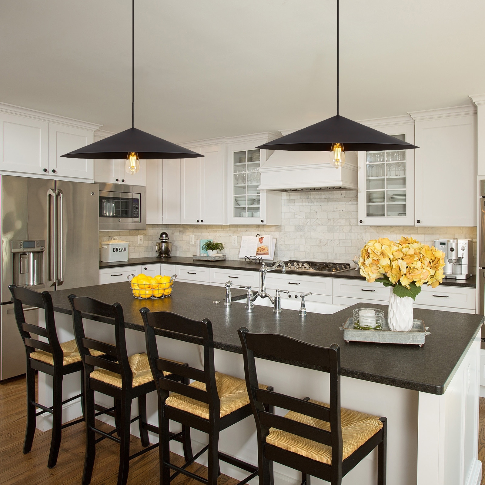 激安の Farmhouse Single Rustic Pendant Light Black Kitchen Island 食器棚、キッチン収納