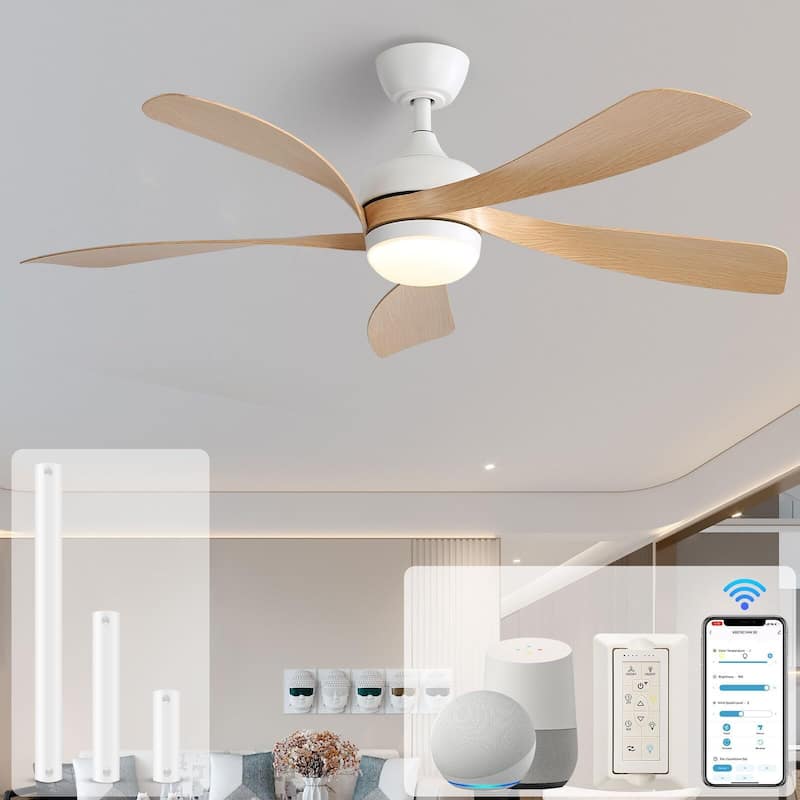 52 Inch Ceiling Fan with Remote & Lights Quiet DC Motor 5 Blade High CFM Modern Fan