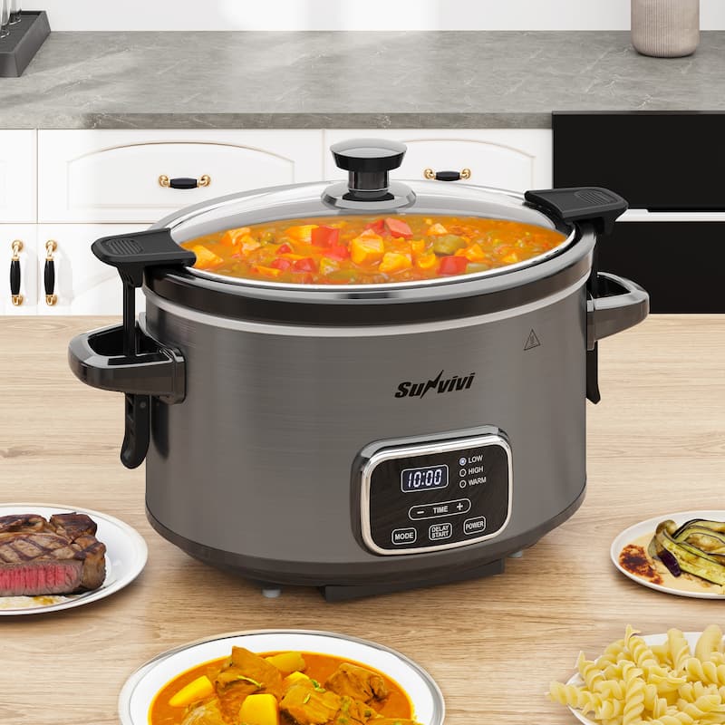 4QT Programmable Slow Cooker with Locking Lid