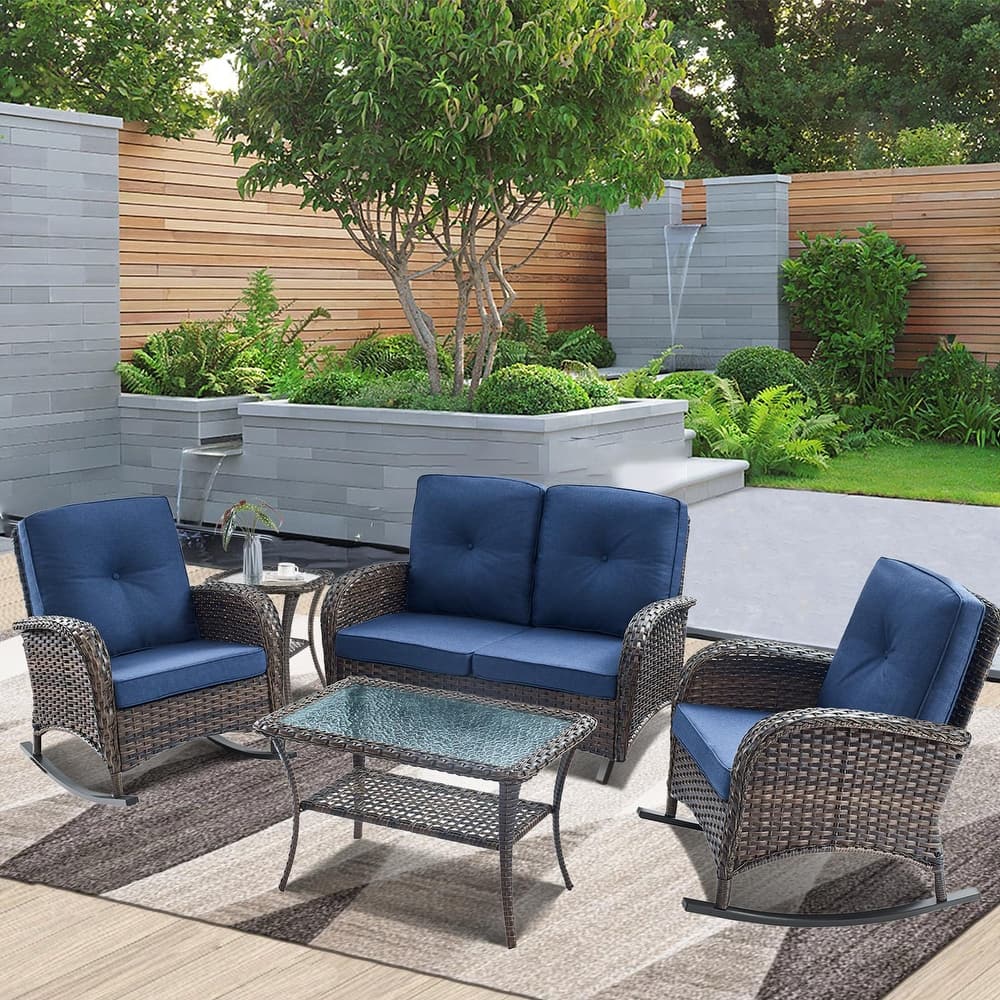 Gymojoy Outdoor Glider Sofa Patio Rocking Chair