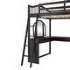 preview thumbnail 15 of 16, Espresso Full Size Wooden Loft Bed with Tri-fold Mirror, Solid Wood Bed with Desk and Shelves
