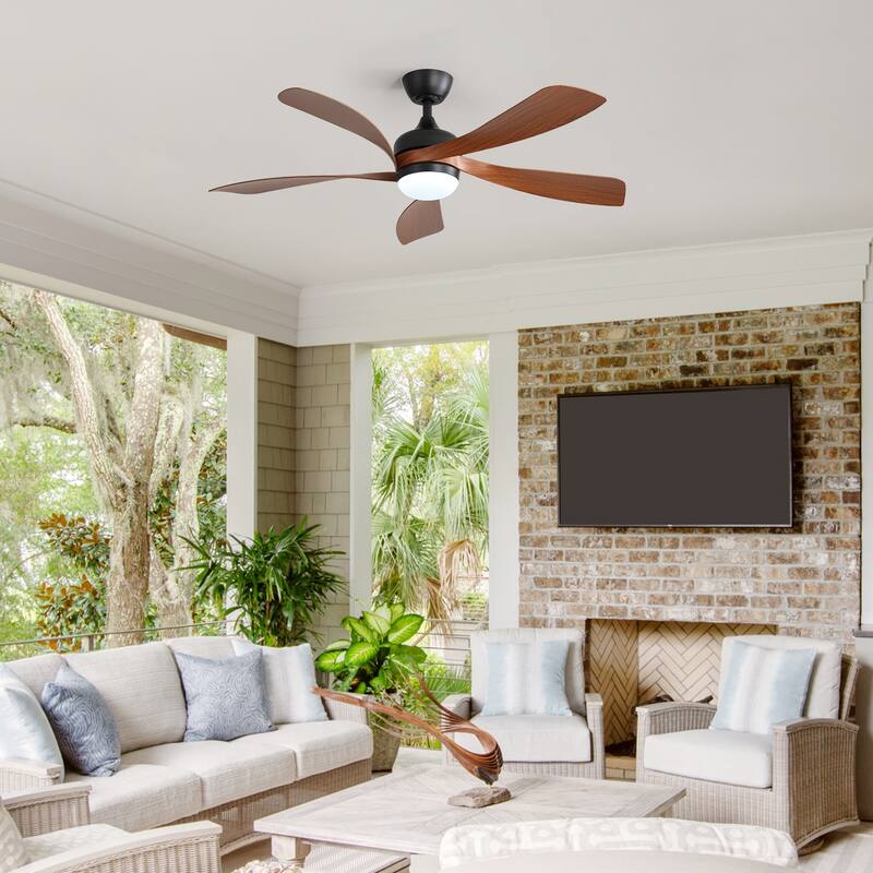 Sofucor 45 Inch Ceiling Fan with Light and Remote,Indoor/Outdoor with 3-Timer,Low Profile Quiet for Bedroom Living Room Patio
