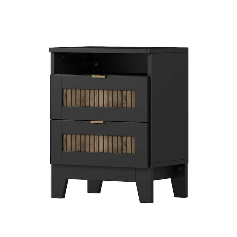 4-Piece Bedroom Sets, Queen Size Farmhouse Platform Bed, 2 Nightstands and 1 Dresser