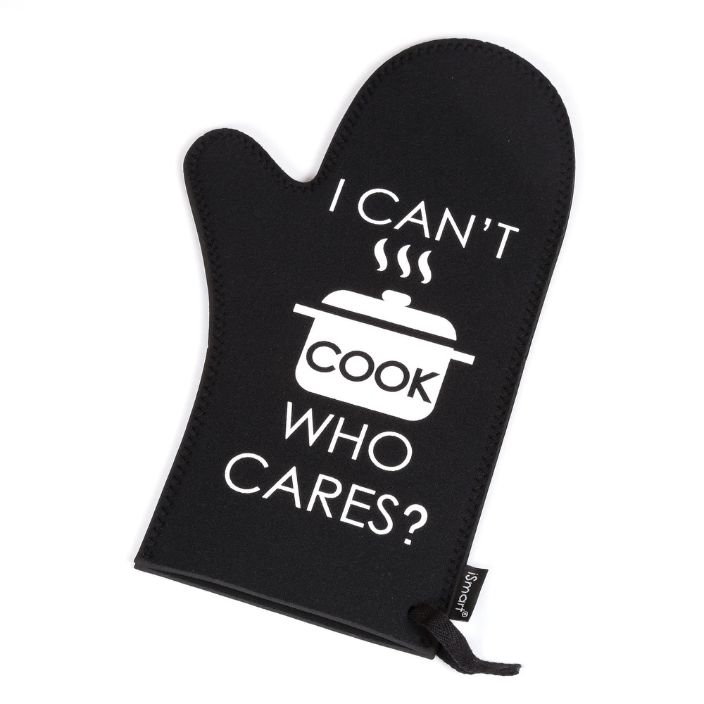 Creative Home Black Neoprene Oven Mitt Glove - I Can't Cook Print