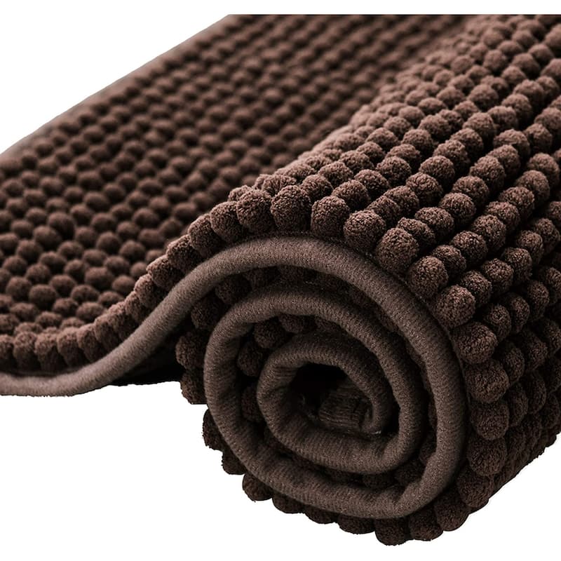 Subrtex Luxury Chenille Bath Rugs Soft Bathroom Mats - 20x32 - Chocolate