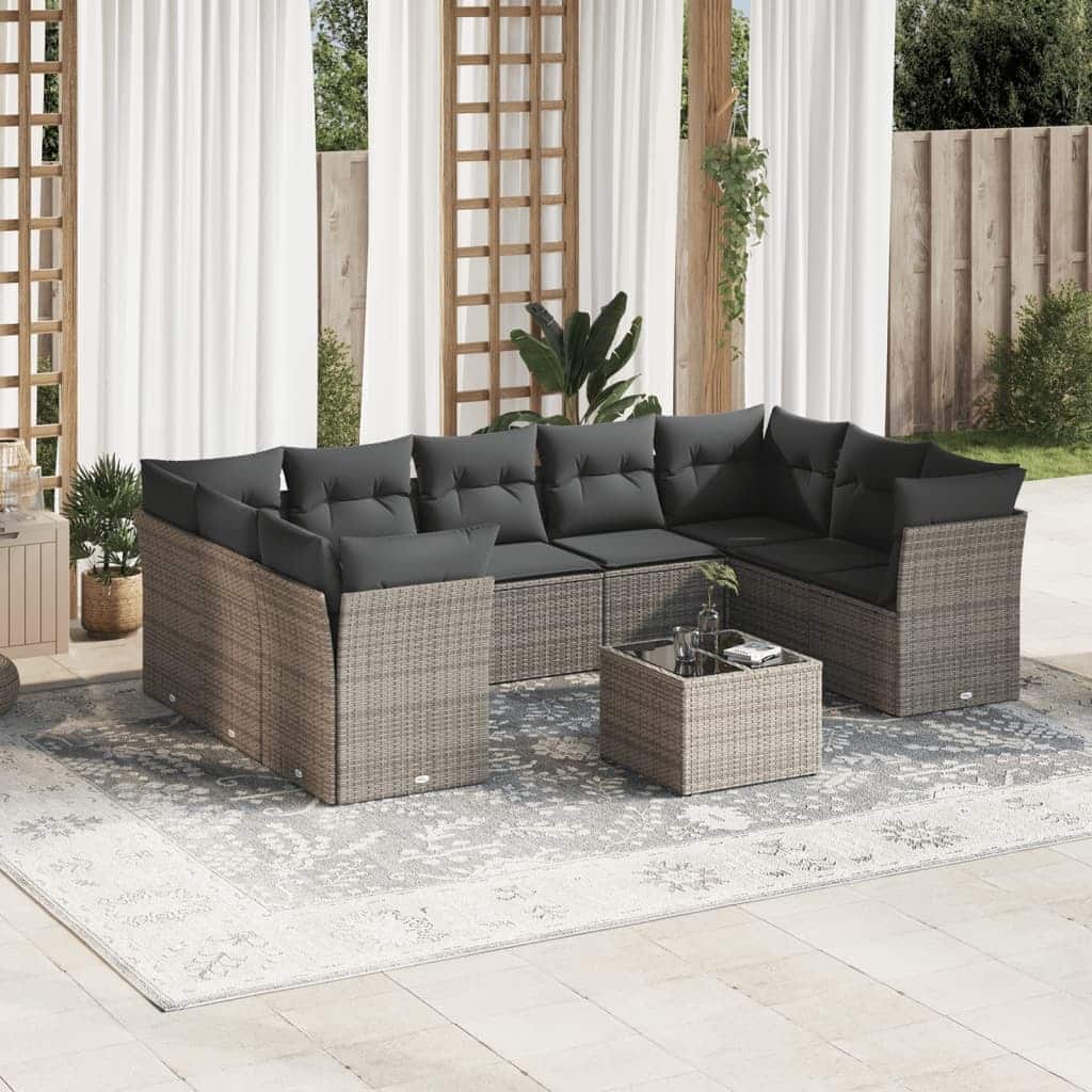 vidaXL Garden Sofa Set Grey, Dark Grey - 21.7 x 21.7 x 14.6