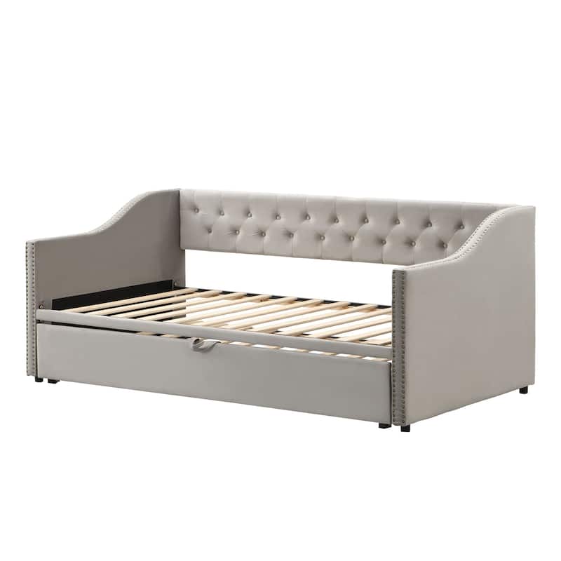 Upholstered Sofa Bed with Pop-Up Bed Frame
