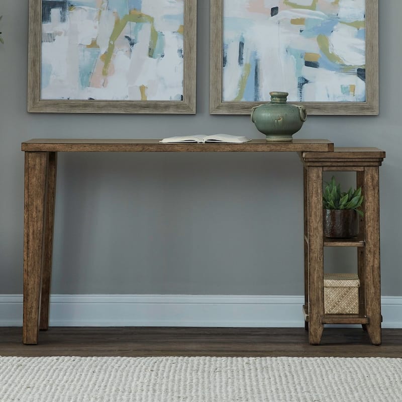 Liberty Furniture Carolina Park Console Table, Optional 2 Upholstered Stools - Console Table