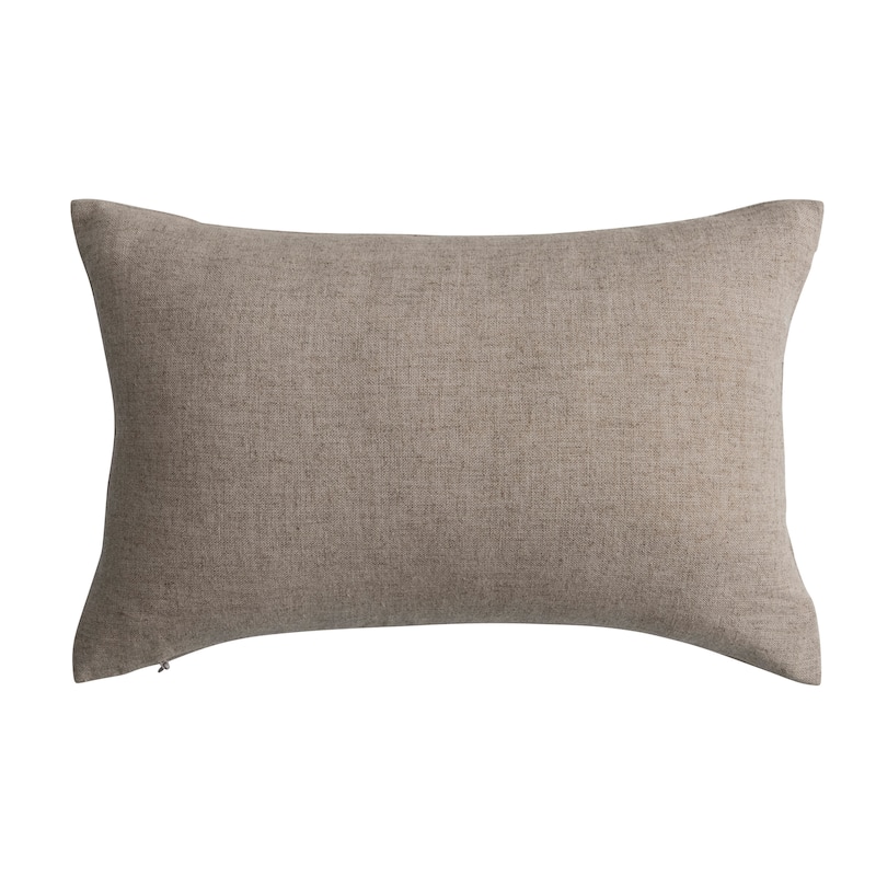 14" Linen Blend Mini Lumbar Pillow with Line Stitch Design