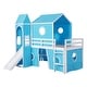 preview thumbnail 5 of 13, Twin Size Loft Bed with Slide and Ladder, Tent and Tower, Blue