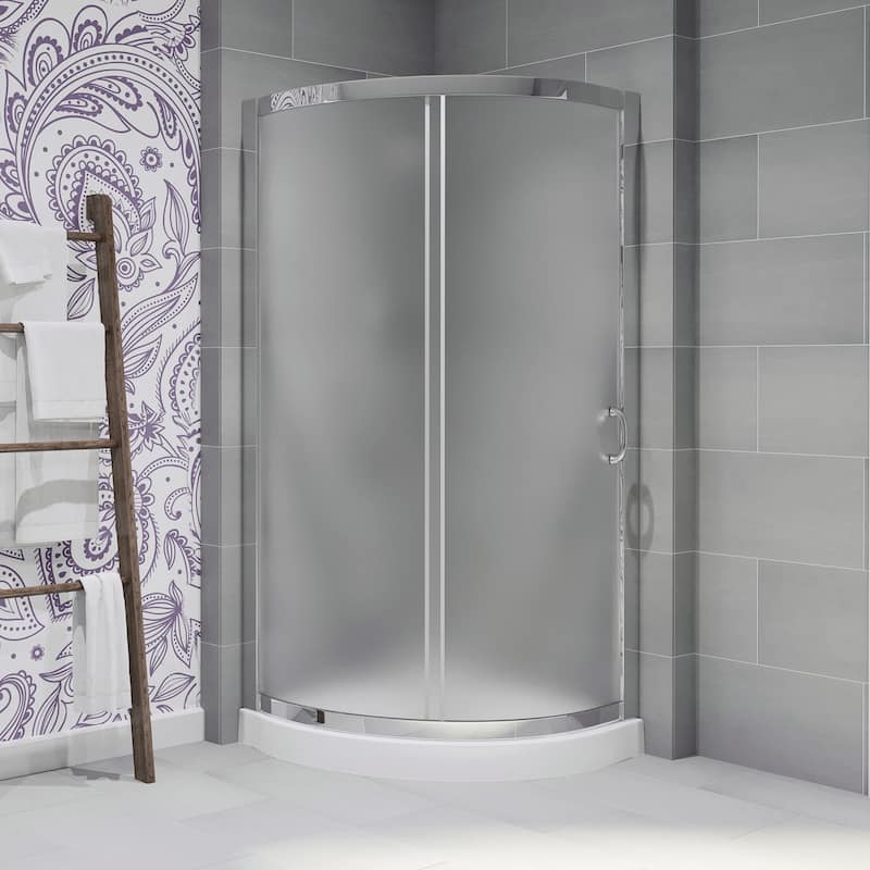 Ove Decors Breeze Shower Kit with Frosted Panels and Base - 36-inch - Chrome