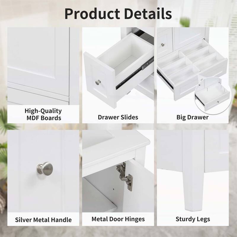 Freestanding Vanity Set with Storage,Adjustable Shelf